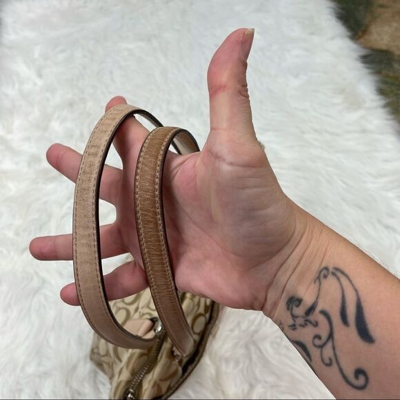 Coach Signature Logo Canvas Stripe Tote Bag - Picture 7 of 11